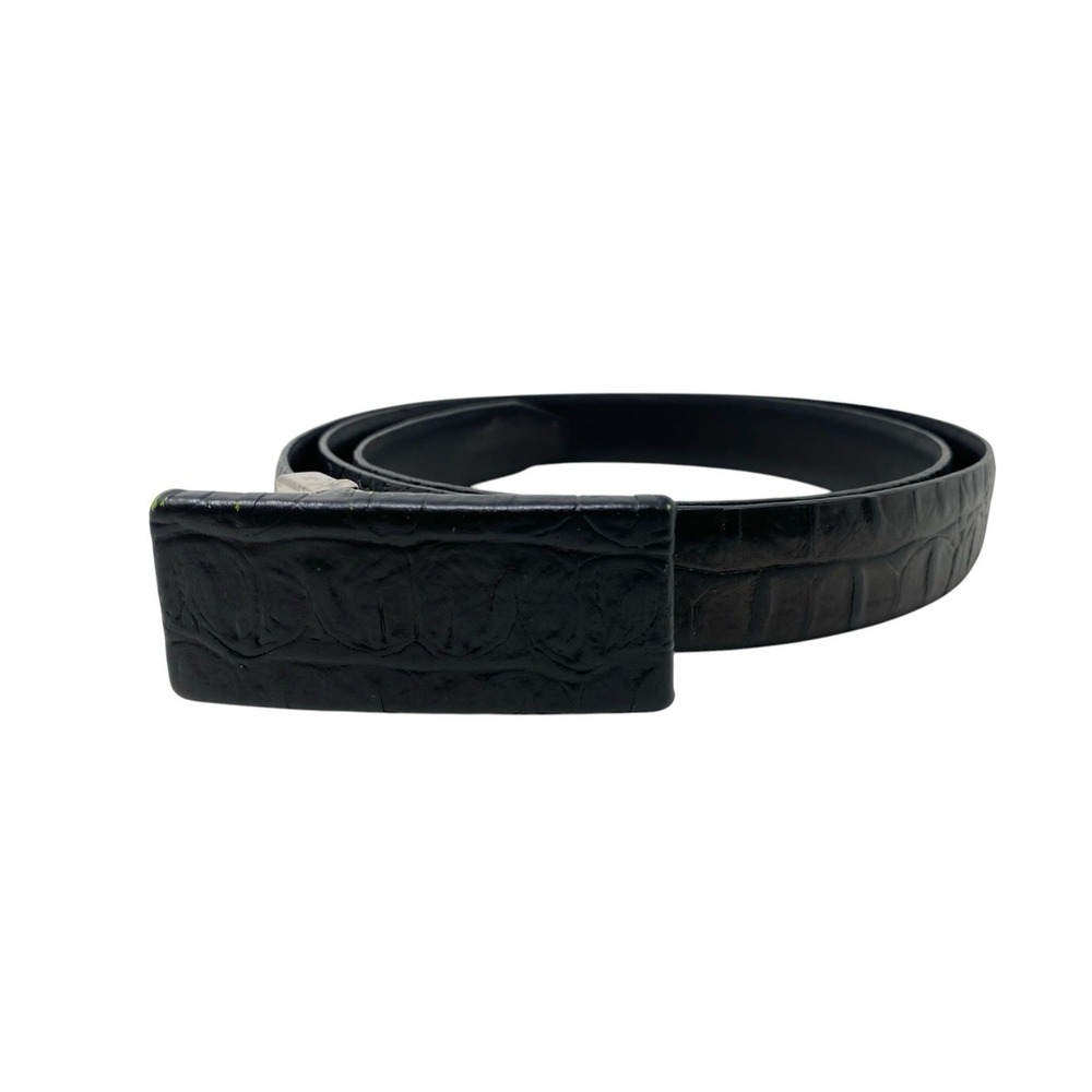 Cipriani Womens Reversible Croc Gator Print & Solid Black Size Large Belt